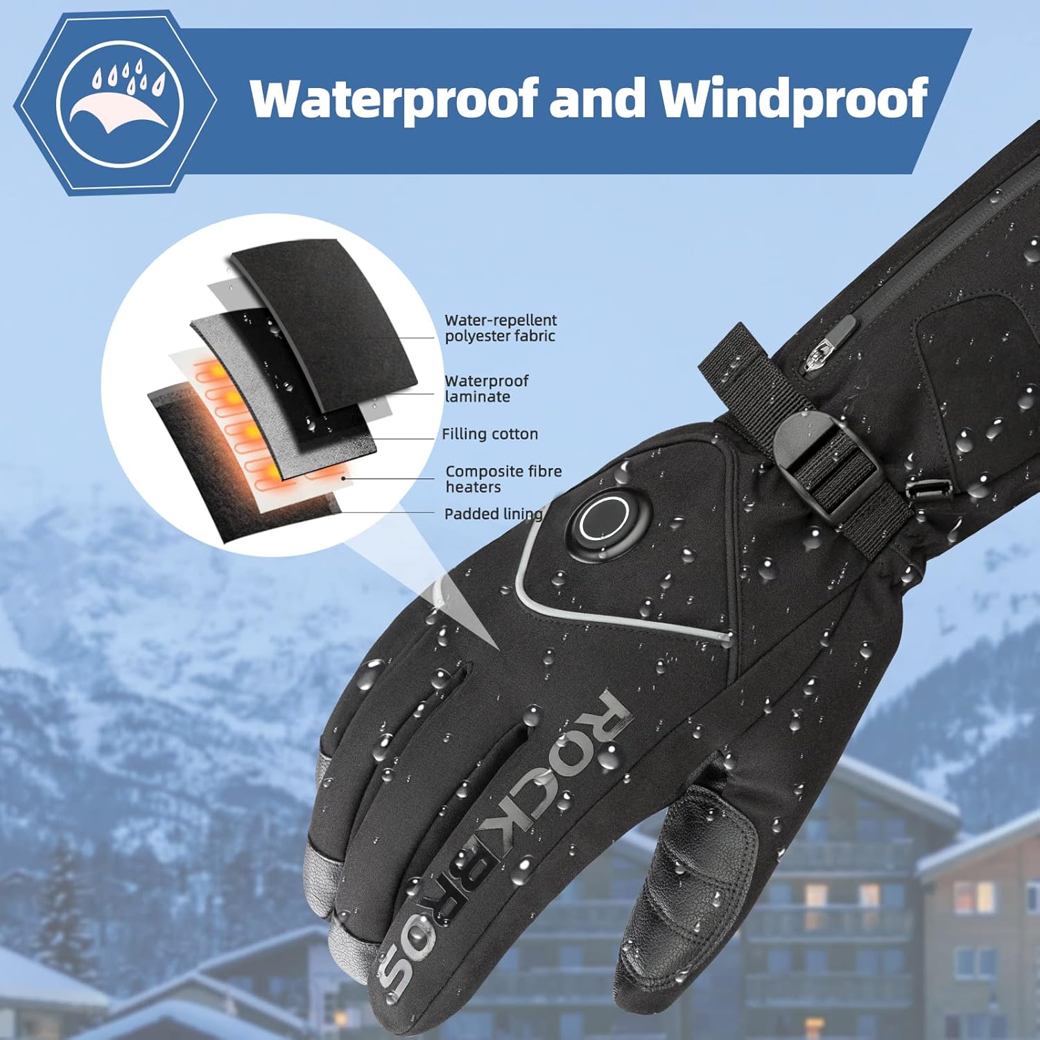 ROCKBROS Heated Gloves With Electric Rechargeable Battery