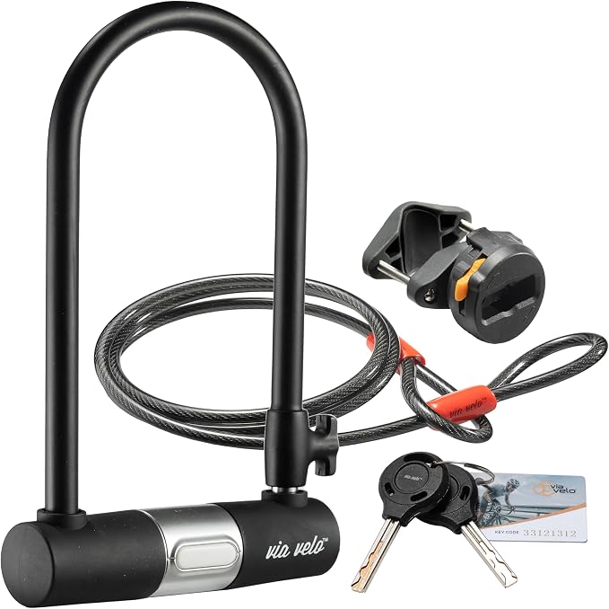 Via Velo Heavy-Duty U-Lock with Cable & 2 Keys