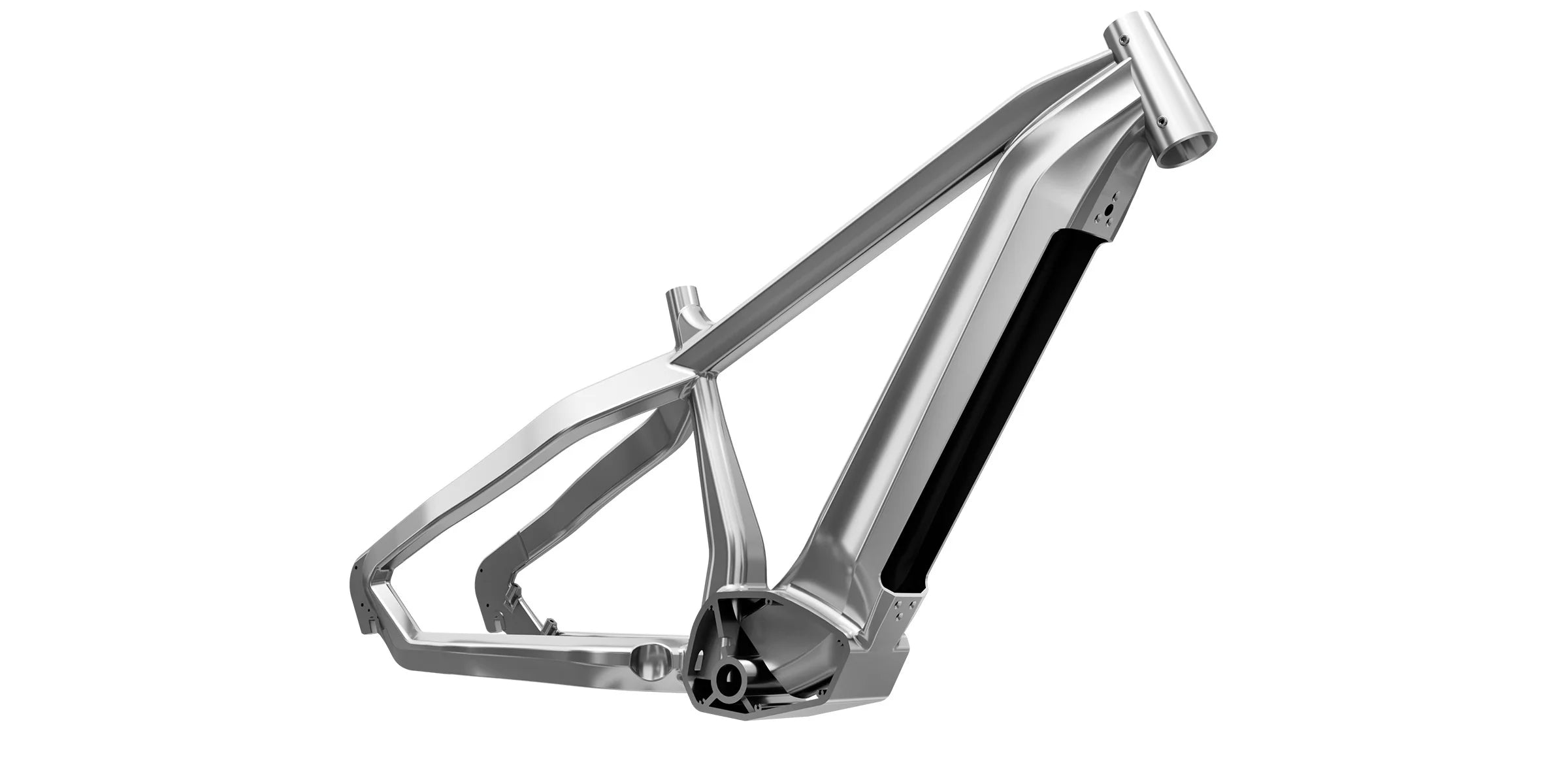 Chrome bicycle frame on a white background