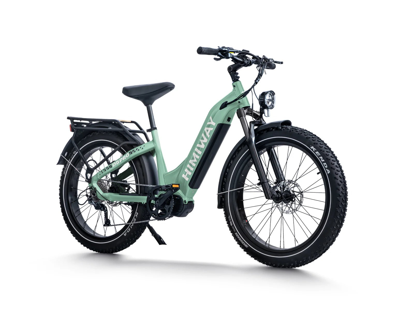 Green electric bike on a white background