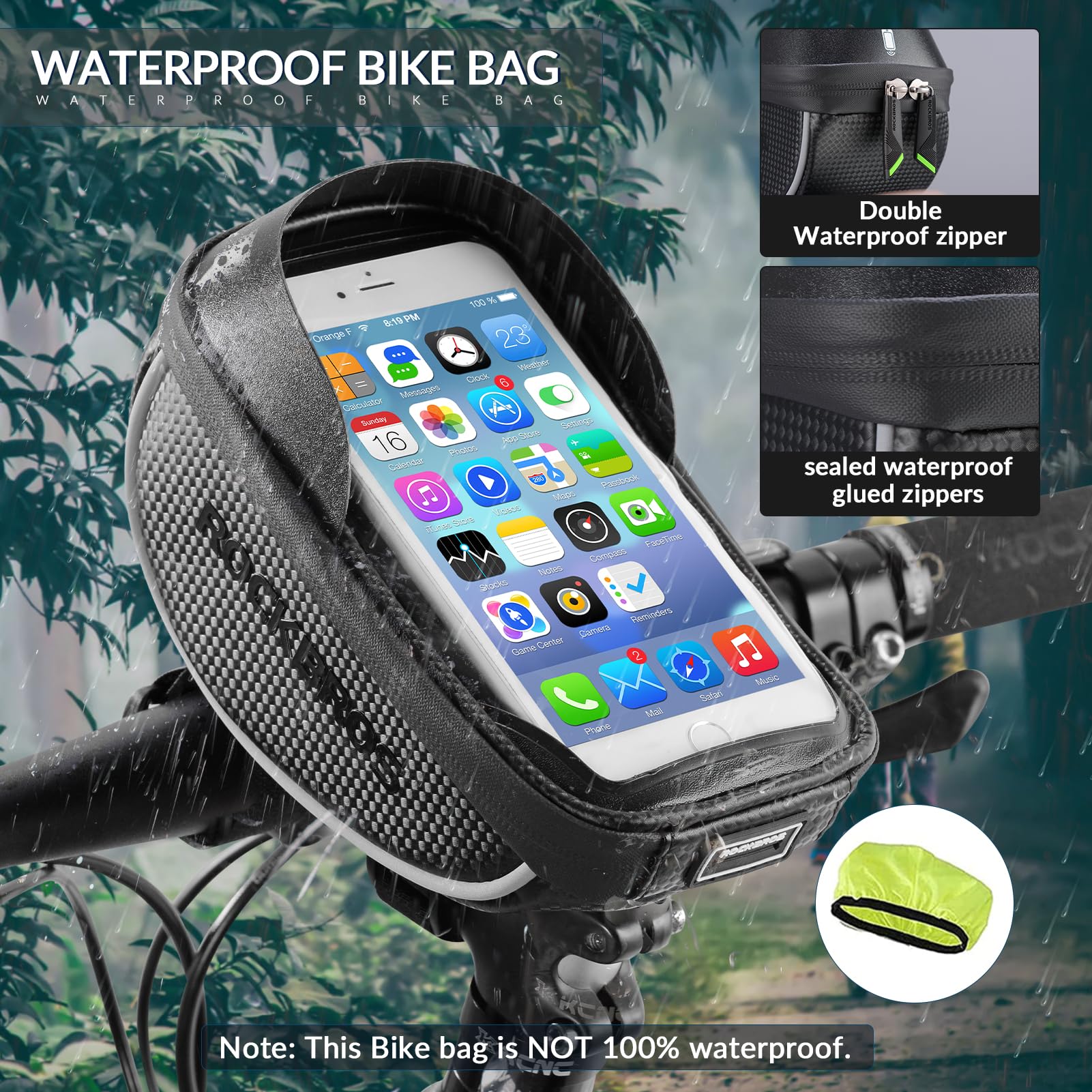EZbike-ROCKBROS Bike Front Frame HandlebarWaterproof Bag below 6.5"-ROCKBROS