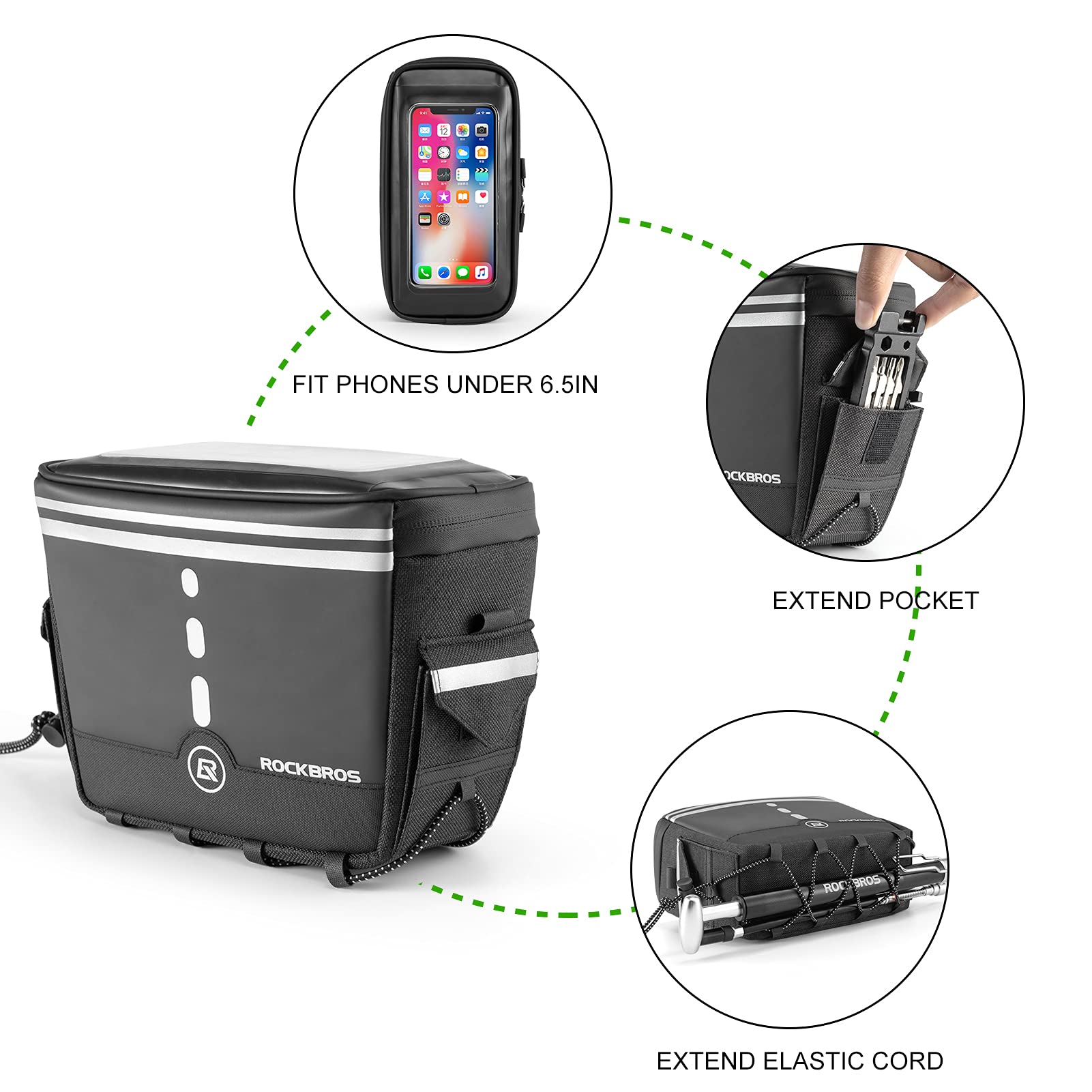 ROCKBROS Handlebar Bag Bicycle Front Storage Bag