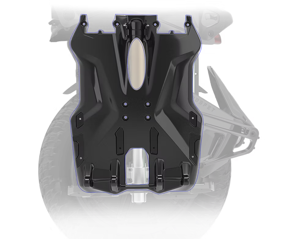 Black motorcycle fuel tank on a white background
