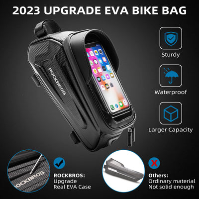 EZbike Canada : ROCKBROS Bike Phone Mount Bag,EVA Waterproof Front Frame Bag