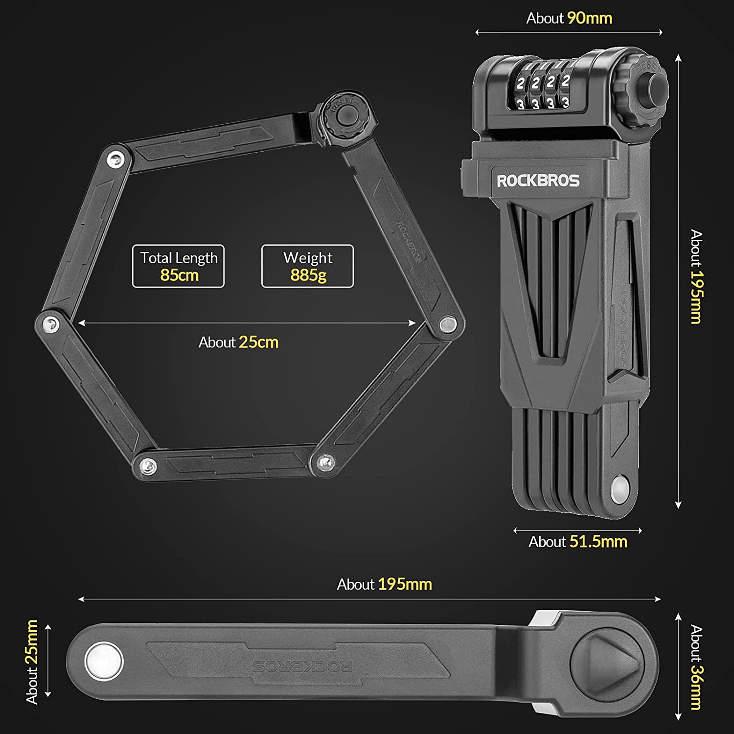 ROCKBROS Folding Lock with Bracket-EZbike Canada