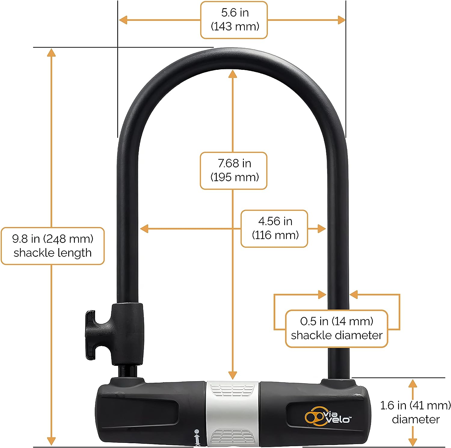 Via Velo Bike Lock Heavy Duty Bicycle U-Lock